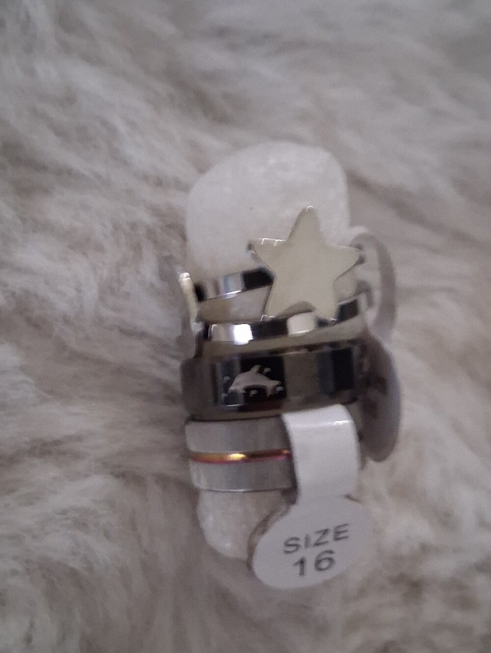 Kids Silver Star Stackable Rings - Size 16